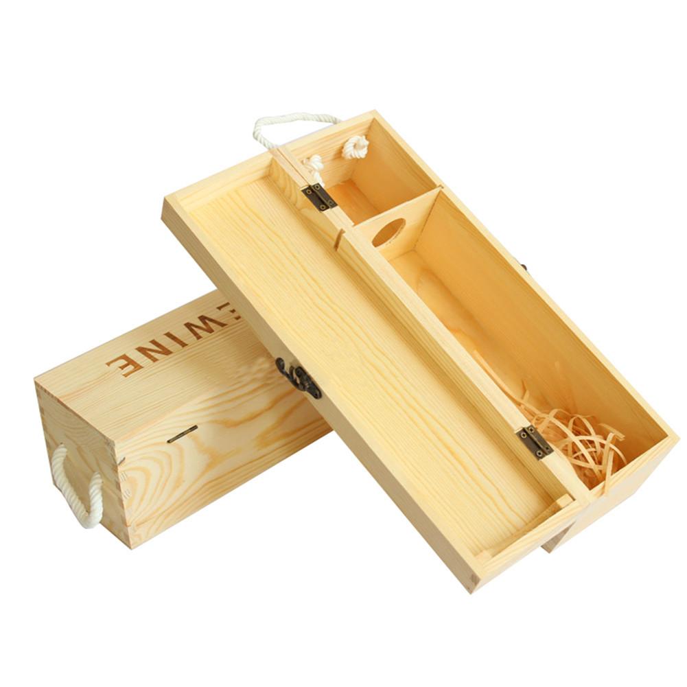 推荐Red Wine Wooden Box for Single Bottle Customized Gift Pi