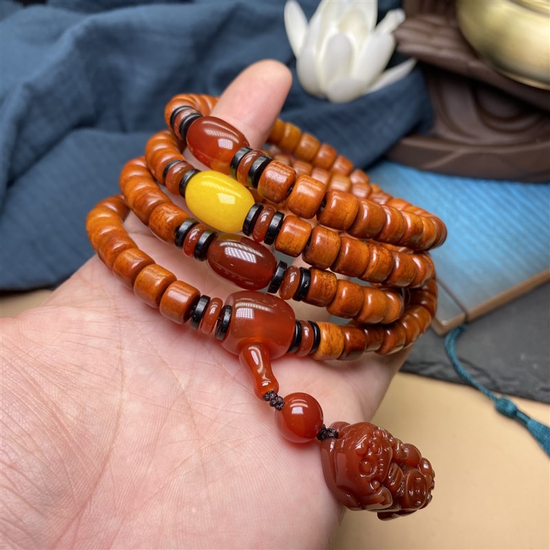 天然西藏式老牛骨108颗手串佛珠念珠未镶嵌老型桶珠老灵骨手链