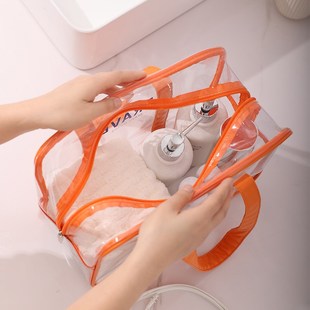 新款 透明PVC防水手提沙滩包大容量洗漱化妆包 运动泳衣泳镜收纳包