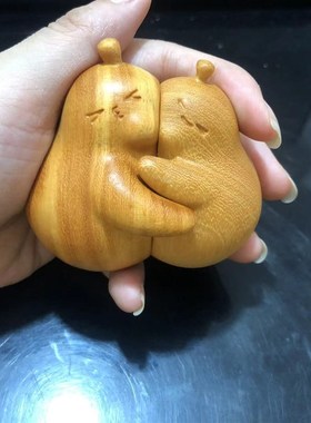 榉木木雕情人节送女朋友礼物家居装饰品摆件情侣永不分离送老公婆