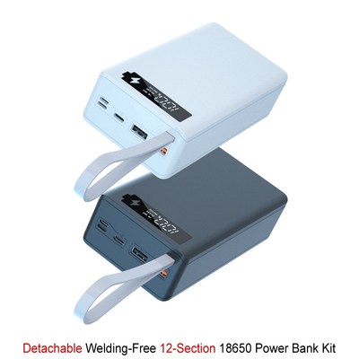 12*18650 Battery Charger Box DIY Power Bank Case PD QC3.0 Fa