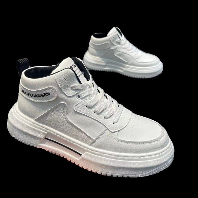 2024新款秋冬透气小白鞋男潮流百搭运动休闲板鞋加绒厚底高帮鞋子,流行男鞋,高帮鞋,淘宝优惠券,粉丝福利购,淘宝优惠卷