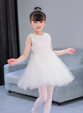女童连衣裙夏装20n21新款小女孩洋气儿童礼服公主裙蓬蓬纱白色裙
