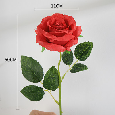 网红5Pcs artificial roses silk wedding flowers Red white ros