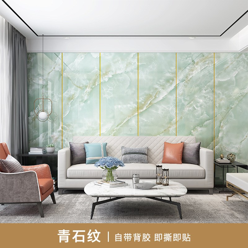 A947仿大理石瓷砖墙贴卫生间贴纸防水厨房壁纸3Qd立体客厅电视背