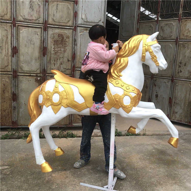 旋转木马大摆件商场展示活动装饰摆设玻璃钢婚庆摄影道具儿童坐骑
