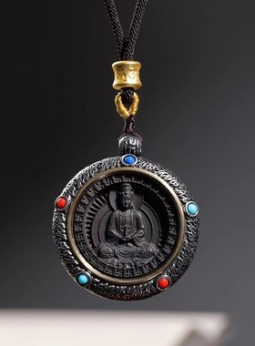 黑檀木雕刻DIY观音款项链镶嵌铜器毛衣链规格约4.2男女装饰厂