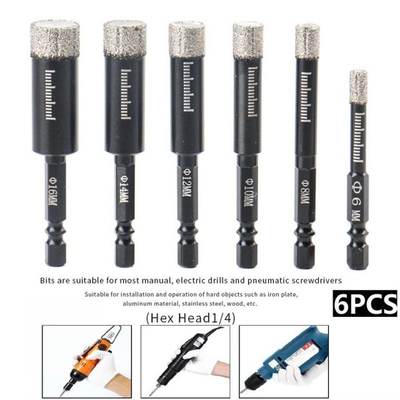 6Pcs/set Diamond Drill Bitx Set 6/8/10/12/14/16mm Drilling C