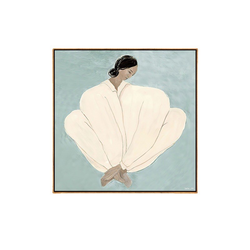 北欧ins文艺摩登餐客厅装饰画方形壁画美女人物玄关卧室床头挂画图片