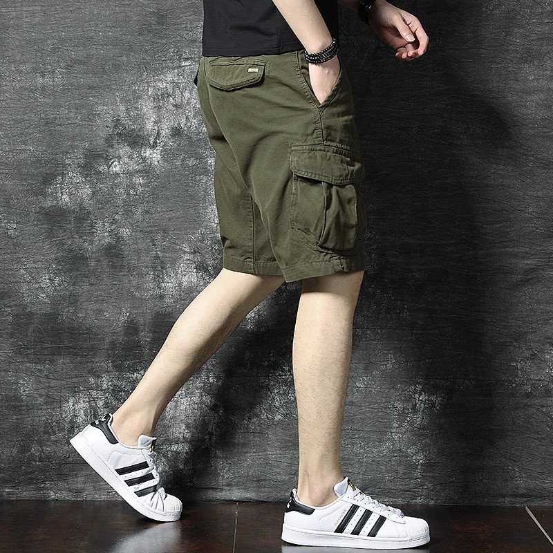 欧货美式重磅工装短裤男士夏季新款时尚多口袋宽松纯棉五分休闲裤