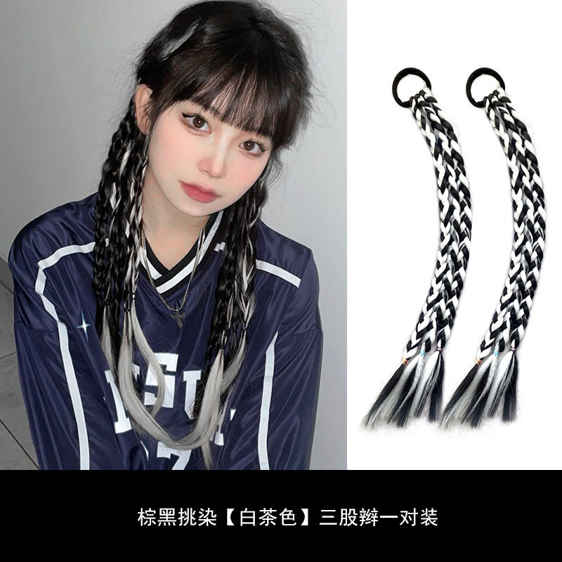 拳击辫马尾假发辫子女网红麻花辫脏辫双马尾鱼骨辫脏辫马尾假发女