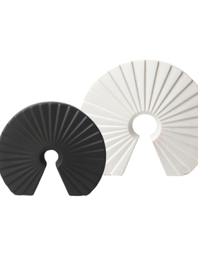 现代简约创意黑白色n扇形摆件新中式样板房售楼处装饰品电视柜摆