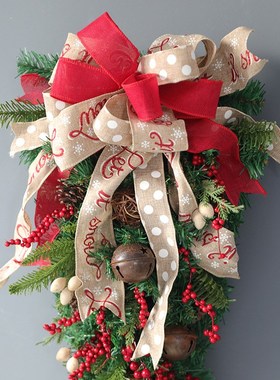 美式手作圣诞节装饰品 圣诞倒挂树60cm 90cm葡萄红果圣诞树