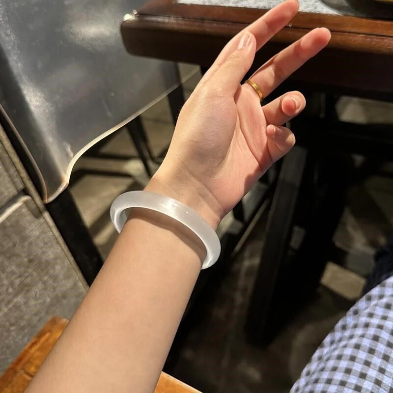 白月光手镯女款玉髓冰种冰透石英岩玉国风新中式荔枝冻贵妃银镯子