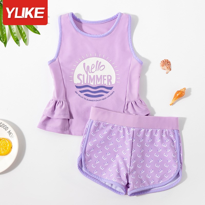 儿童泳衣女童中大童宝宝分体温泉游泳衣女孩N学生韩版可爱套装泳