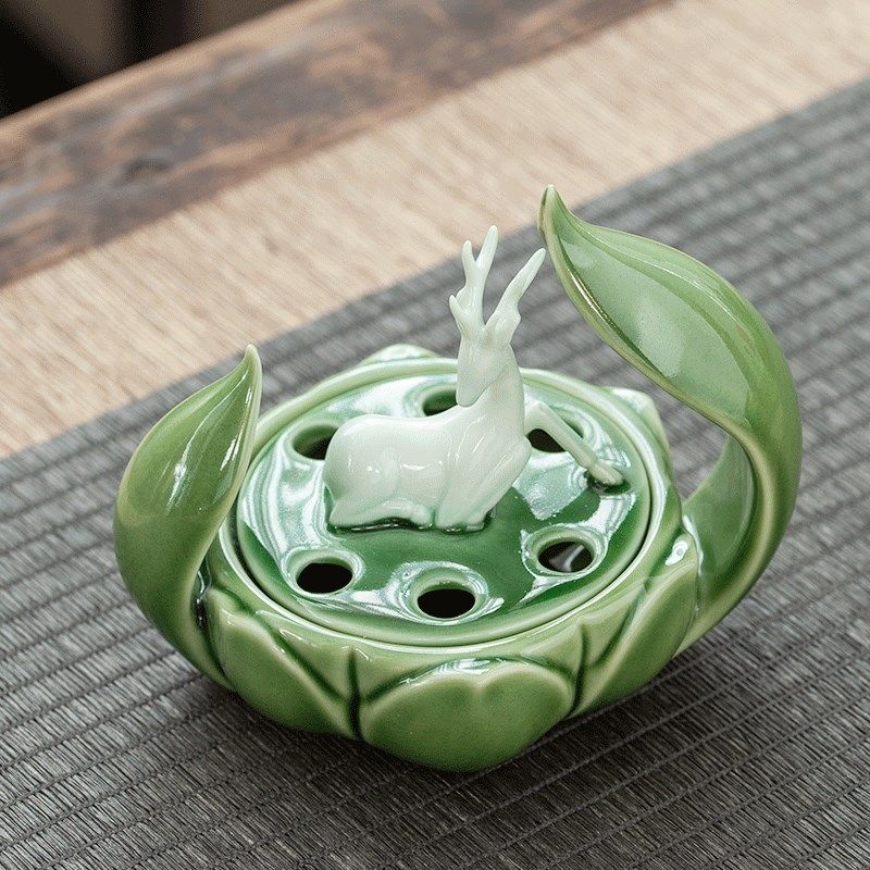 BTV4一鹿连升陶瓷香炉香薰炉盘香檀香熏香倒流香S炉家用室内装饰,家居饰品,香薰蜡烛,淘宝优惠券,粉丝福利购,淘宝优惠卷