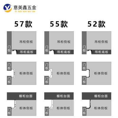 整体橱柜免拉手型材铝材免拉手u型槽厨房整体橱柜门隐形拉手免拉