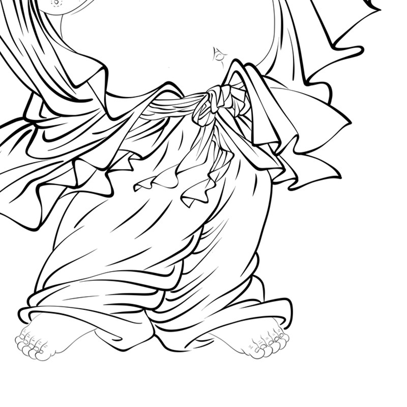 皆大欢喜 传统人物弥勒佛打印线稿高g清白描底稿国画工笔勾线线描