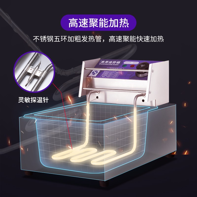 工厂销油炸锅商用电炸炉加厚单缸燃气炸鸡排薯条油条W设备油炸机