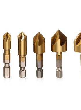 6pcs 5 Flutes HSS Countersink Chamfer Drill Bit 1/4
