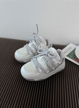 女童运动鞋2023秋季新款童鞋面包鞋男童板鞋韩版时尚小白鞋婴儿鞋