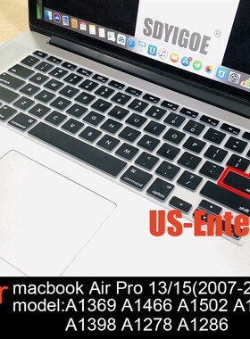 Laptop keyboard cover for macbook air 13 pro 15 inch A1466 A