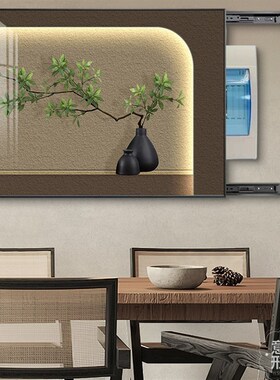 侘寂风电表箱装饰画弱电源总开关遮挡画免打孔多媒体Y盒配电箱挂