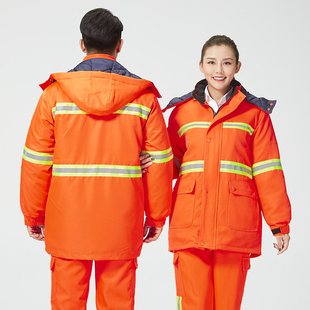 环卫工人棉服中长加厚市政园林清洁工防寒棉袄户外护林员工作服装