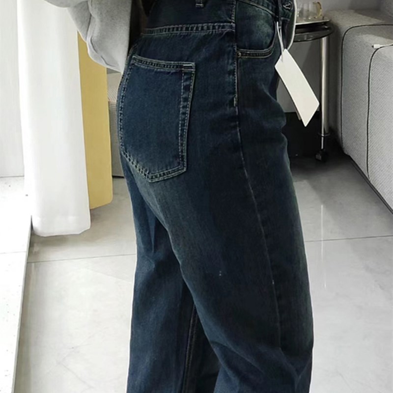 复古蓝微喇牛仔裤2024年新款大码梨形身材裤子粗腿宽胯显瘦喇叭裤