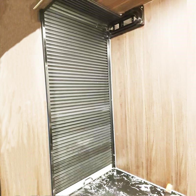 手动式塑料卷帘门推拉帘百叶折叠门厨房柜子门伸缩带盘