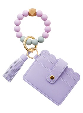 小众高货Girls Wrist Keychain Pendant Leather Card Holder Bra