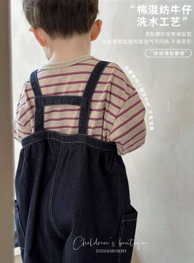 左悠【海街牛仔】可爱奶帅休闲背带裤牛仔长裤春季婴幼童男女宝