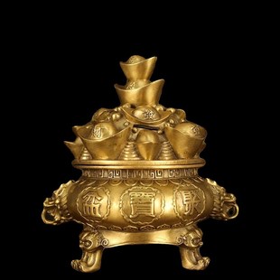 黄铜存钱罐聚宝盆招财聚财客厅装 饰开业礼品 饰品风水摆件送店铺装