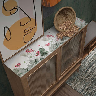 新中式长条桌长台吧台布电视柜y垫子防水长方形PVC餐桌垫橱柜餐厅