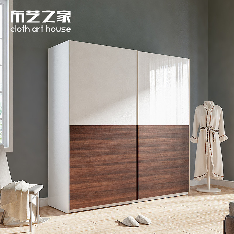 现代简约移门衣柜经济型t推拉门衣橱卧室储物柜整体定制板式家具