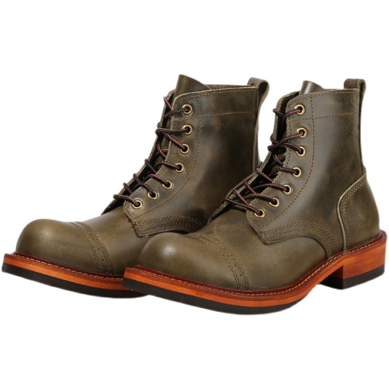 美式复古马丁靴男英伦风皮靴8111机车伞兵短靴男百搭大头工装鞋潮