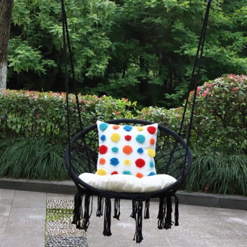 三佳手工编织庭院秋千摇篮休z闲室内吊篮椅北欧风户外野营吊床