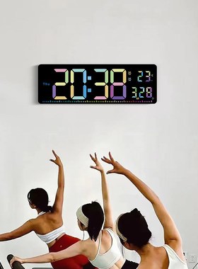 创意挂钟简约彩色客厅挂钟健身房秒表时钟多功能钟表大屏幕6663