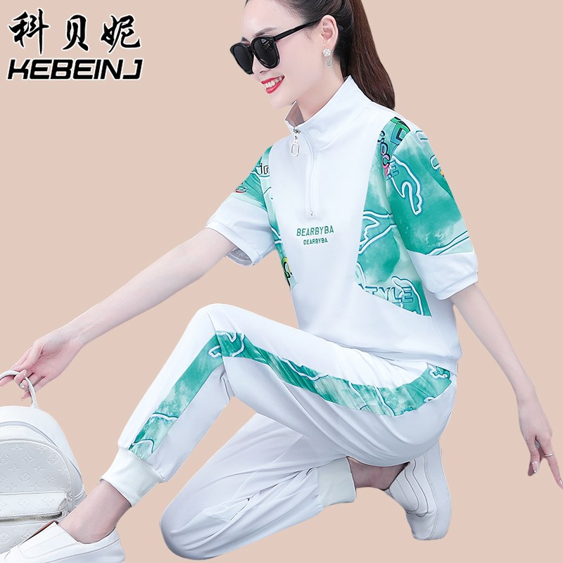 冰丝休闲运动套装女夏季薄款2025年新款时尚P爆款小个子妈妈两件