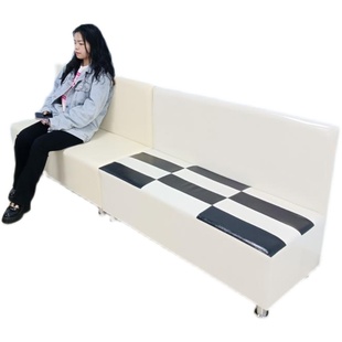 软包家长休息等候区幼儿园可坐带靠背长条沙发凳椅子储物收纳店里