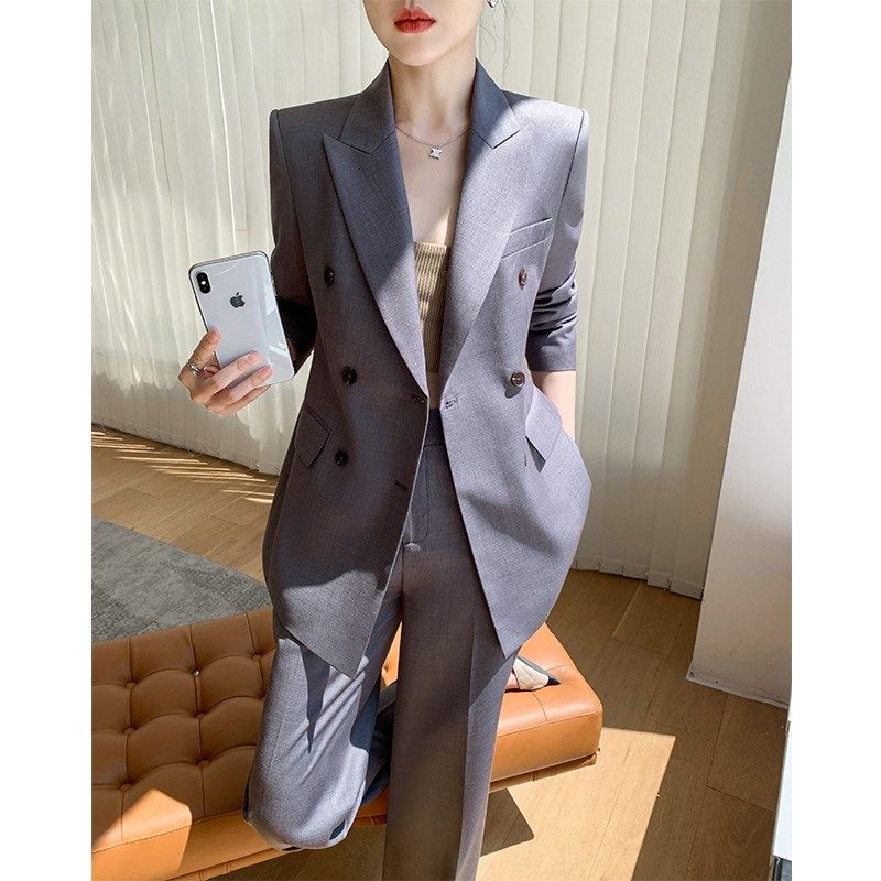 灰色休闲西装套装女高级感职业正装阔腿裤商务总裁工作服西服外套,女装/女士精品,西装,淘宝优惠券,粉丝福利购,淘宝优惠卷