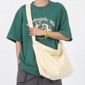 大容量帆布包男斜挎包单肩包2024新款 休闲日系布袋包手提差包