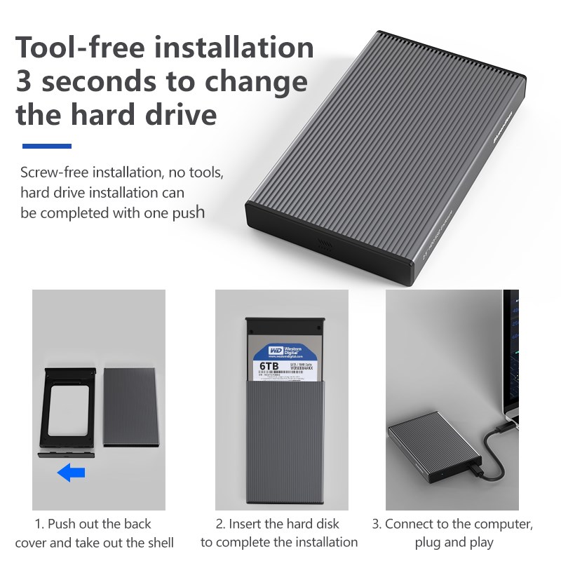 Blueendless Aluminum HDD Case 2.5 SATA to USB 3.0 Hard Driv