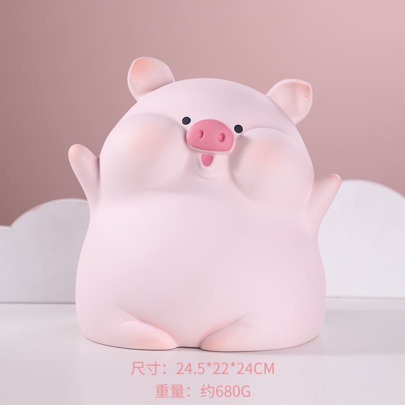 跨境新品创意桌面客厅装r饰摆件猪囡囡搪胶钱罐儿童生日礼物储蓄
