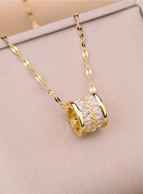 小众高货316L Stainless Steel 3 Color Round Pendant Necklace