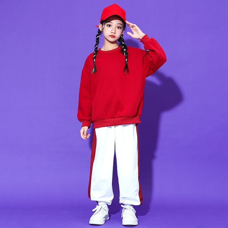 现货儿童多巴胺卫衣套装春秋运动会服装啦啦队彩色街舞演出服男童
