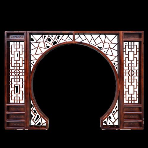 镂空仿古实木花格月亮门新中式月洞门客厅隔断圆形拱门月牙门玄关