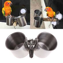 Bird Feeder Cup with Clamp StainleIss Steel Feeding Dish