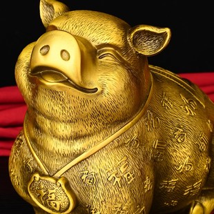 铜猪摆件富足猪百财猪生肖猪客厅办公室装 饰乔迁开业礼品吉祥金猪