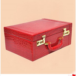 新娘红色手提箱皮官箱压箱底钱礼金箱婚嫁箱嫁妆陪嫁结婚行李箱子